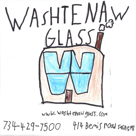 Student drawn ad for Washtenaw Glass