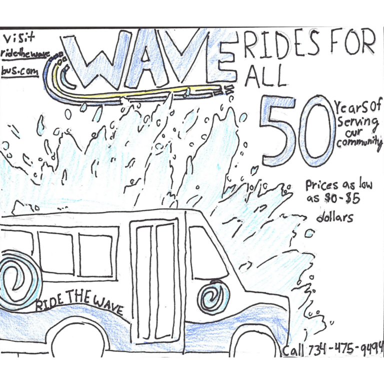 Student drawn ad for Western-Washtenaw Area Value Express (WAVE)