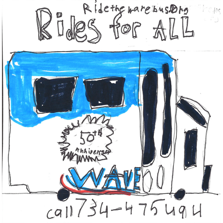 Student drawn ad for Western-Washtenaw Area Value Express (WAVE)