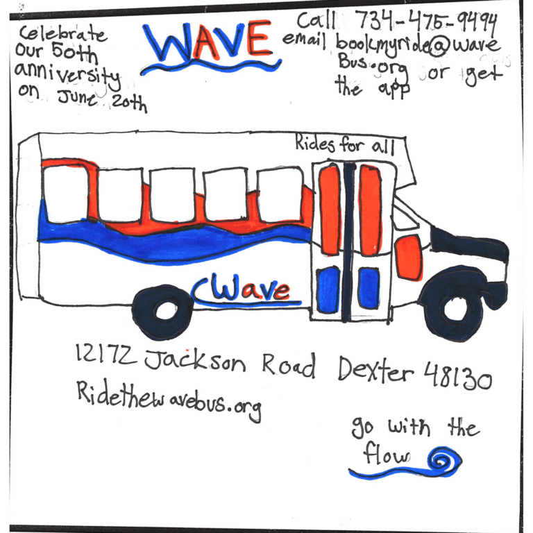 Student drawn ad for Western-Washtenaw Area Value Express (WAVE)