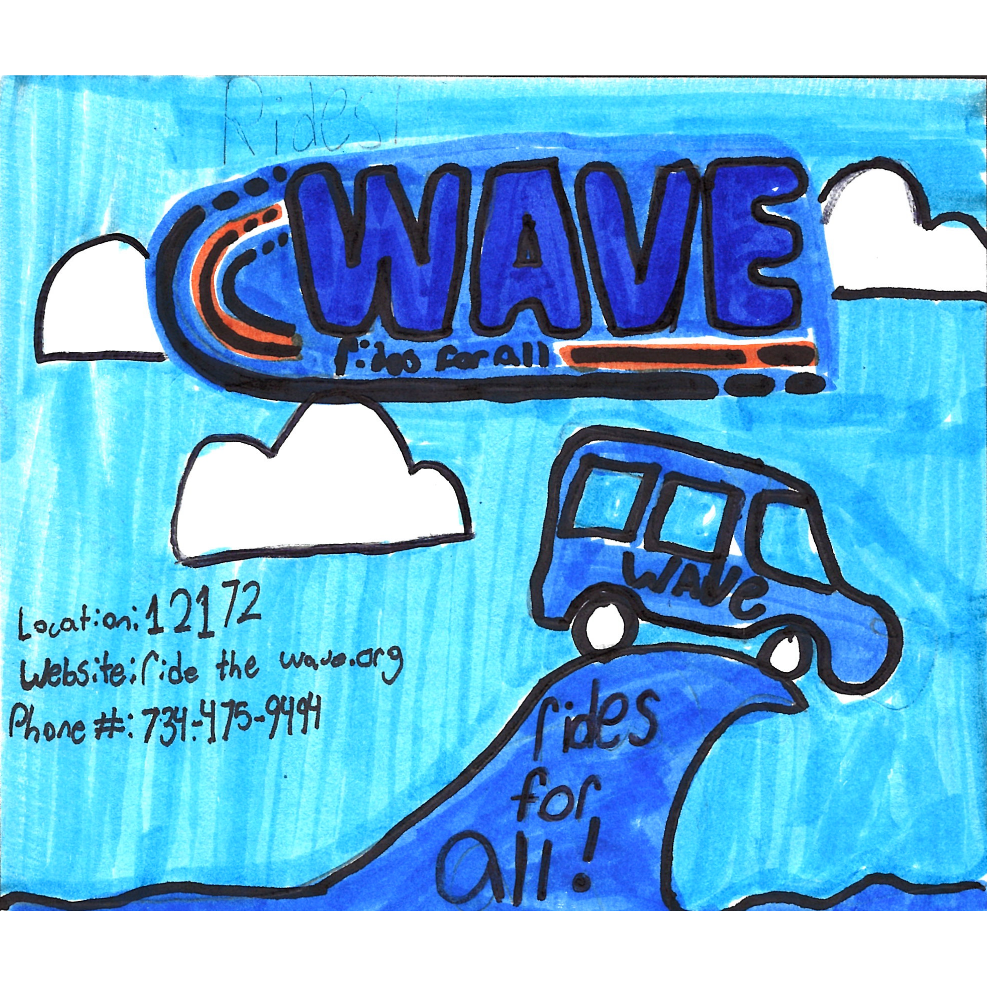Student drawn ad for Western-Washtenaw Area Value Express (WAVE)