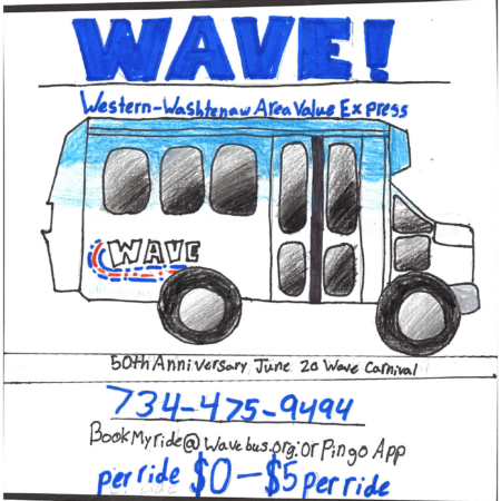 Student drawn ad for Western-Washtenaw Area Value Express (WAVE)