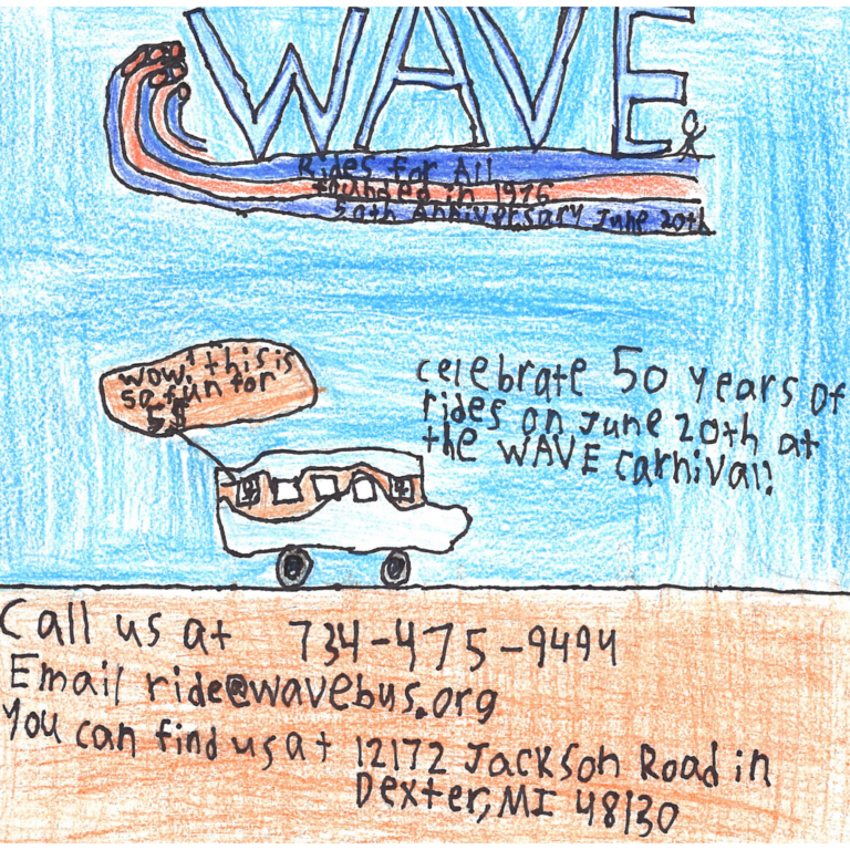 Student drawn ad for Western-Washtenaw Area Value Express (WAVE)